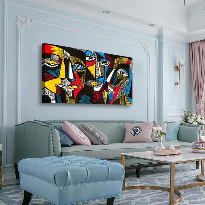 Abstract Human Face Canvas Wall Art for Living room Office Bedroom Special Wall Art Print Paintings Black and white portrait Pictures Boho Wall Decor Artwork Waterproof Ready to Hang - 20in * 40inch