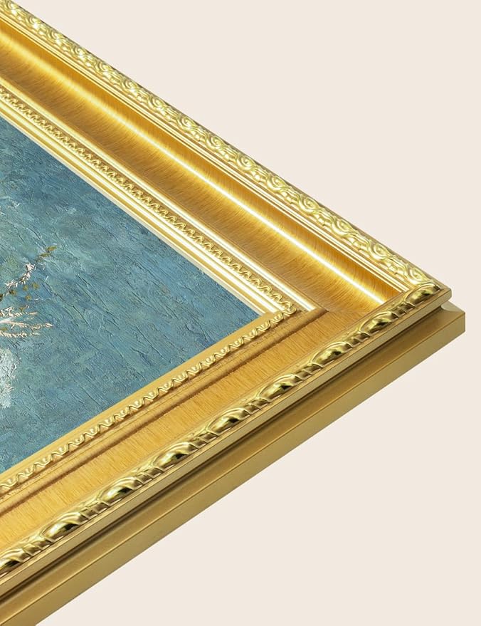 DECORARTS - Vincent van Gogh's The Pink Peach Tree. Museum-Quality Giclee Print on Cotton Canvas, Gold Solid Wood Frame, Framed Size: 34.75x28.75 in, Made in USA