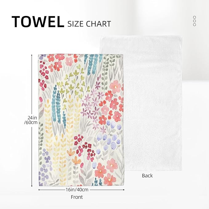 Spring Kitchen Towels 16x24 Inch Colorful Flowers Decor Dish Towels Floral Watercolor Wildflower Summer Seasonal Decoration Hand Towels Absorbent Dish Cloths for Home Kitchen Dining Set of 2