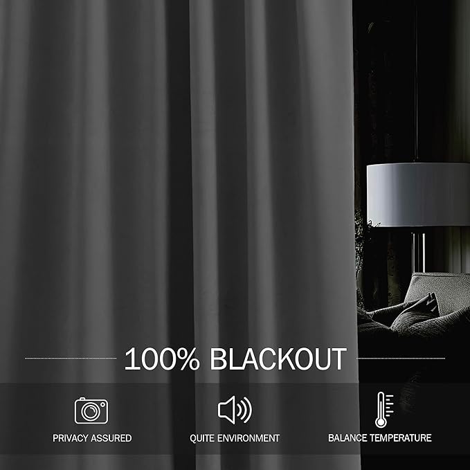 StangH White Blackout Curtains for Bedroom Soft Thick Heavy Velvet Thermal Insulated Window Drapes Hook Belt Back Tab Liner Privacy Panels for Living Room Nursery, W52 x L84, 2 Panels