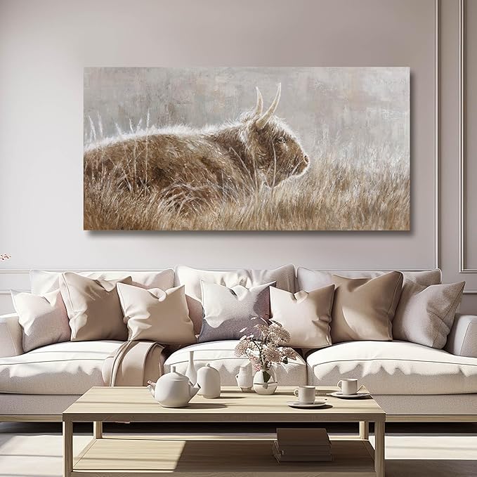 VAYIMDH Wall Art for Dining Room Area Over The Bed Wall Decor for Bedroom Nature Canvas Wall Painting Brown Print Photos Animal Art Posters 24"x48"