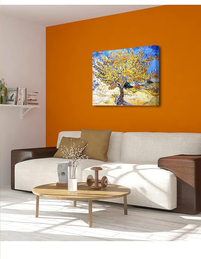 DECORARTS - The Mulberry Tree, Vincent Van Gogh Art Reproduction. Giclee Canvas Prints Wall Art for Home Decor 30x24