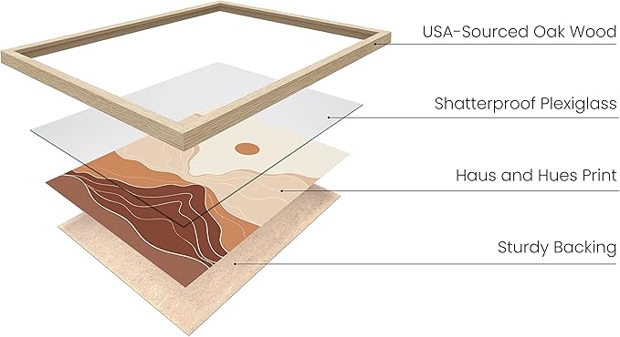 HAUS AND HUES Mountain Wall Art - Boho Art, Abstract Prints, Minimalist Wall Art, Boho Framed Art Prints for Wall, Terracotta Wall Decor (Beige Framed, 16x20)