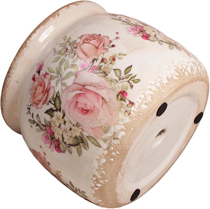 Ceramic Planters for Indoor Plants, Plant Pots with Drainage Hole, 6.29in. Flower Pots for Indoor Plants, Stylish Planters & Succulent Pots, Crackle Glaze Finish Plant Pots, Pink