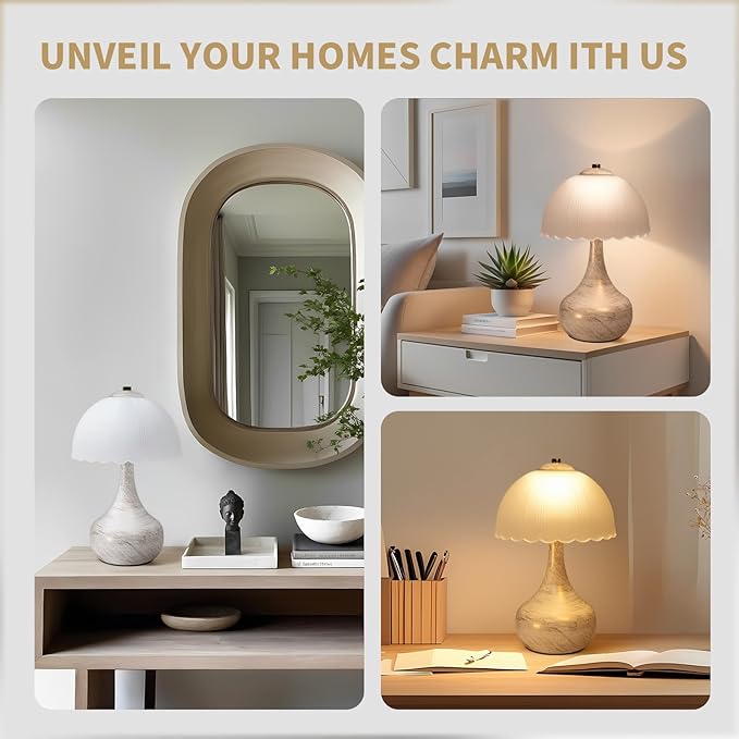 Mushroom Lamp Table Lamp for Bedroom,Desk Bedside Small Lamps for Living Room Night Stands,Mushroom Decor Modern Vintage Mid Century Lamps Home Living Room Decor