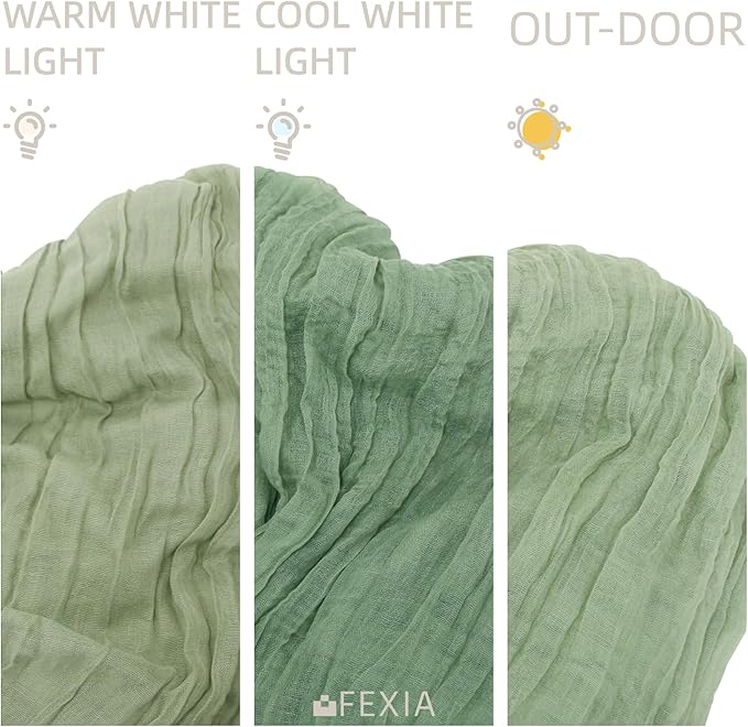 FEXIA 12 Pack Sage Green Table Runner 35x120 Inches for Baby Shower Decoration Gauze Rustic Boho Table Runner for Wedding Party First Communion Centerpiece Engagement Bridal Shower Boho Decoration