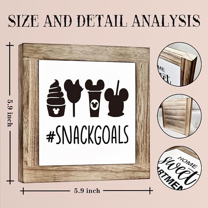 Farmhouse Wood Sign - Snackgoals Tabletop Decor, Disney Freestanding Plaque for Living Room & Office Bar, Cafe Decor