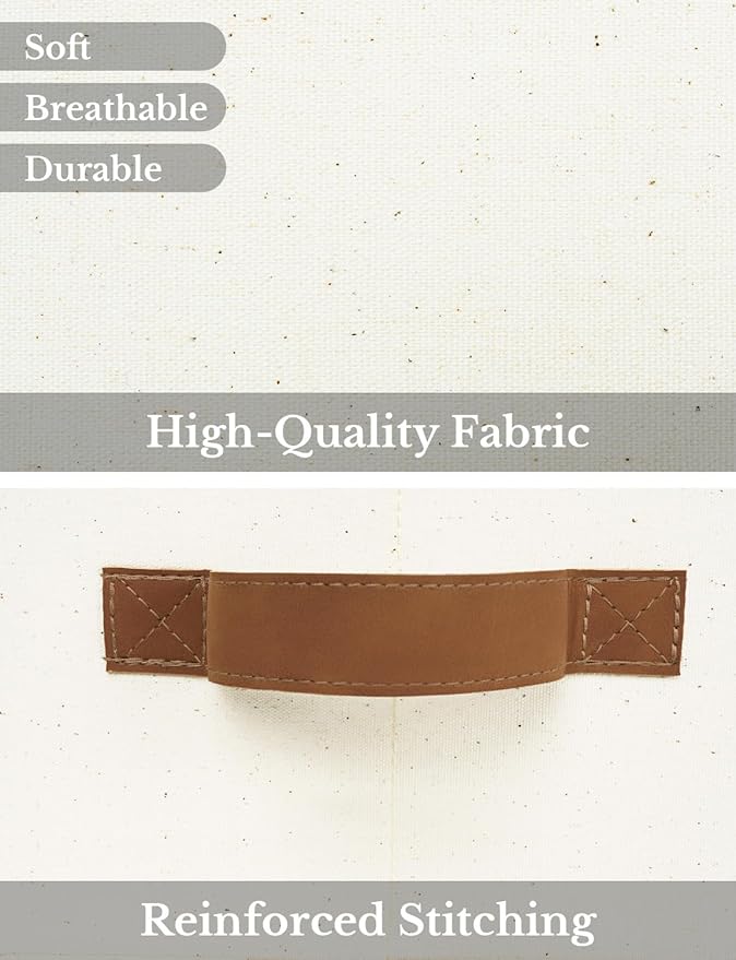 StorageWorks Closet Storage Bins, Trapezoid Organizer Box for Shelves, Fabric Clothes Bin, Foldable Organizing Baskets with Handles, Large, Ivory White, 3-Pack