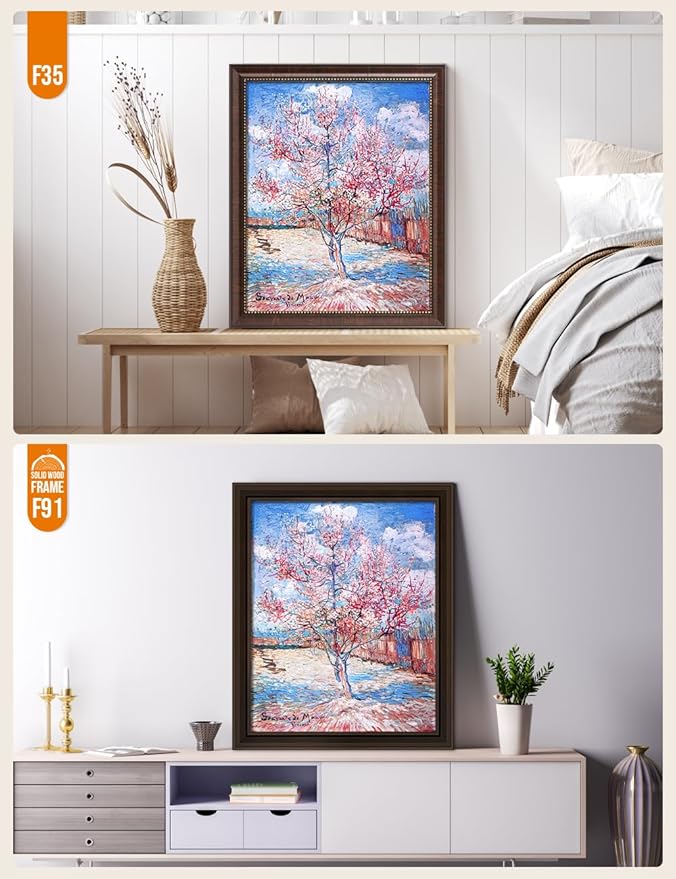 DECORARTS - Reminiscence of Mauve - Vincent Van Gogh Giclee Prints w/Antique Brown Frame for Wall Decor. Picture Size: 16x20, Total Size w/Frame: 19x23