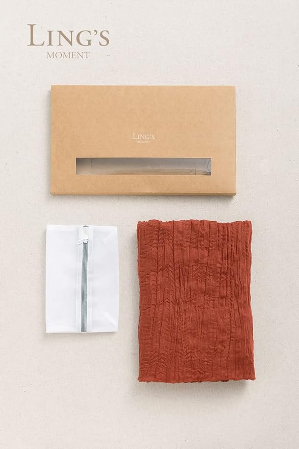 Ling's moment 14Ft x 35" Wide Terracotta Gauze Semi-Sheer Cheesecloth Table Runner Tablecloth for Wedding Party Bridal Shower Boho Fall Table Decor Orange Rust Thanksgiving Day