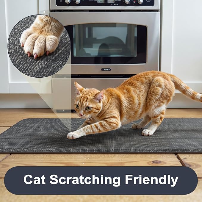 KIMODE Anti Fatigue Kitchen Mats 17"x47"+17"x29", Farmhouse Kitchen Rugs Sets of 2, Cushioned Non Skid Kitchen Mats for Floor, Comfort Kitchen Floor Mats for Sink Laundry Desk Dark Blue