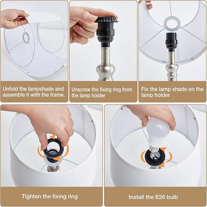 Table Lamps for Bedrooms Set of 2 - Touch Bedside Lamps with USB C+A Ports, 3 Way Dimmable White Nightstand Lamps for End Tables, Farmhouse Night Stand Lamps for Living Room Bed Side Guest Room