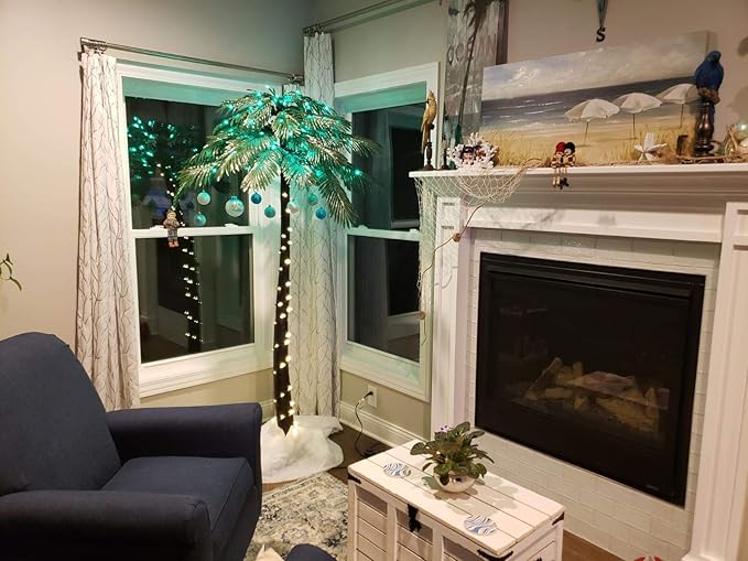 Lightshare 7 Feet Palm Tree 96LED Lights Artificial Fake Tree Decoration for Tiki Bar Outside Patio Porch Pool Christmas Nativity