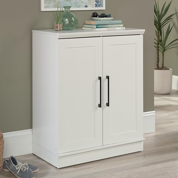 HomePlus Small Kitchen Pantry Storage Cabinet with Adjustable Shelves, Laundry Bathroom Storage Cabinet, Soft White Finish
