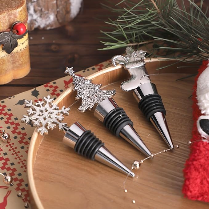 Set of 6 Christmas Wine Stopper for Xmas Decorative,Christmas party decoration gift,Bridal Shower or Baby Shower Party Favors Gifts for Guests Christmas Decorations Souvenirs with