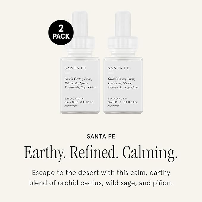 Pura & Brooklyn Candle Studio Home Scent Refill - Smart Home Air Diffuser - Up to 120-Hours of Luxury Fragrance per Refill - Home Essential - Clean & Safe Diffuser Fragrance - 2 Pack, Santa Fe