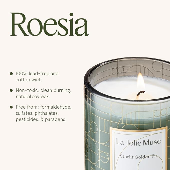 LA JOLIE MUSE Christmas Candle, Cedarwood & Cypress Holiday Gifts, 75 Hours Long Burning, Natural Soy Candle Gift, Fancy Jar Decorative