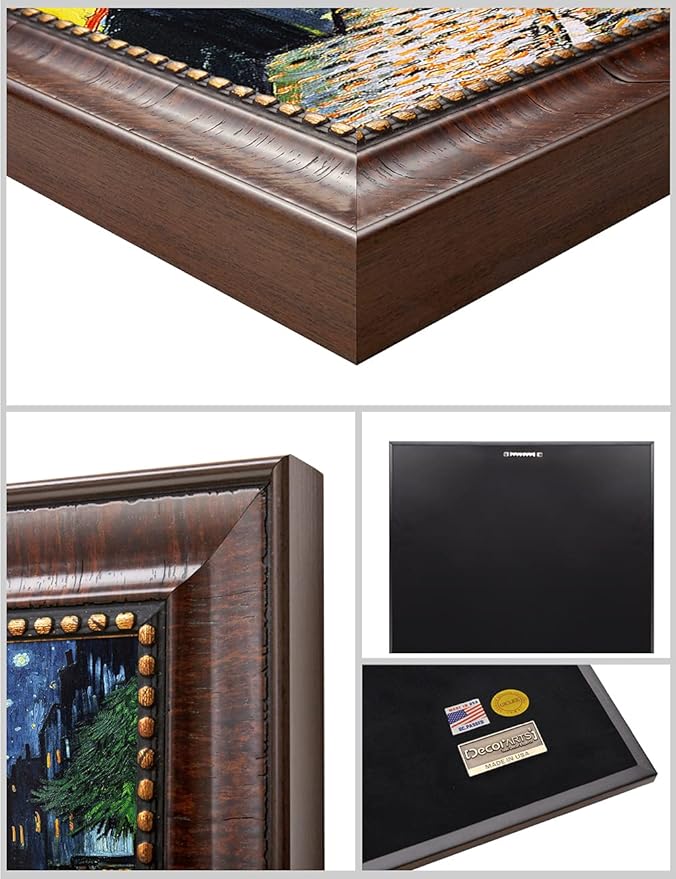 DECORARTS - Cafe Terrace At Night - Vincent Van Gogh Giclee Prints w/Antique Brown Frame for Wall Decor. Picture Size: 16x20, Total Size w/Frame: 19x23