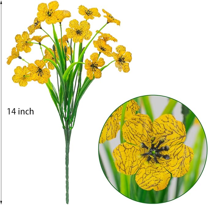 21 Bundles Outdoor Artificial Flowers UV Resistant Fake Silk Flowers No Fade Faux Plastic Plants Garden Porch Window Box Decoration(Yellow)