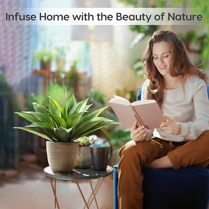 Velener Artificial Agave Plant,18 Inch, Faux Aesthetic Plants for Home Decor, Realistic UV Resistant Fake Agave Plants Without Pot, Set of 1