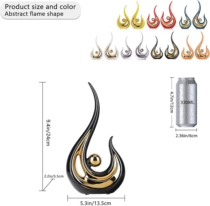 LCCCK Black Gold Abstract Figurine Statues for Home Decor – Modern Ceramic Sculpture Accent, Decorative Statues for Living Room, Shelf, TV Stand, Office or Coffee Table Centerpiece Art Decoration