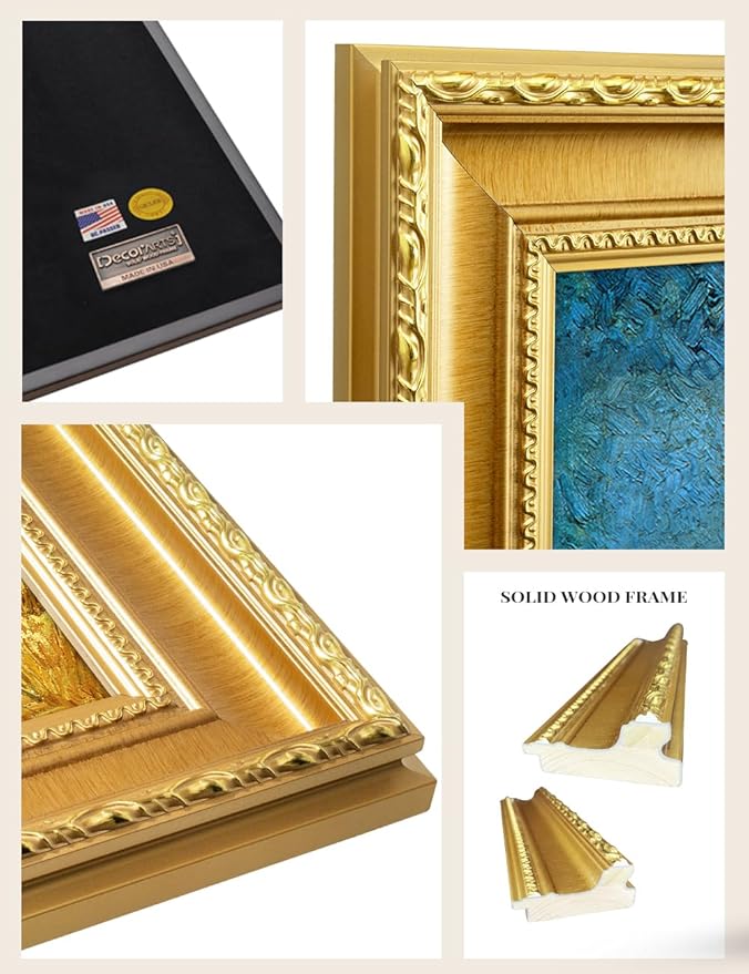 DECORARTS - Noon: Rest from Work by Vincent Van Gogh. Giclee Print on Acid-Free Canvas in Gold Solid Wood Frame. Picture Size: 20x16, Total Size: 24.75x20.75, Made in USA