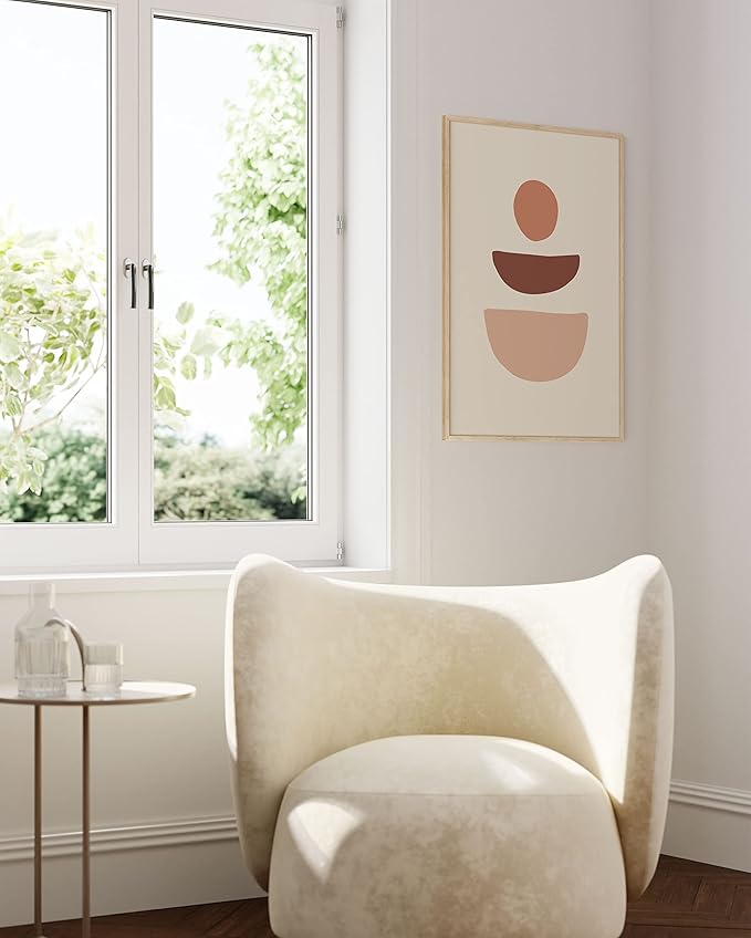 HAUS AND HUES Boho Wall Art Minimalist Wall Decor - Boho Art Prints Neutral Poster, Geometric Art Mid Century Modern Wall Art Wall Decor, Sun Semi Circle (Unframed, 24x36)