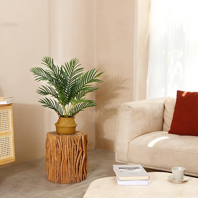 LOMANTO Fake Majesty Palm Plant 2Ft Artificial Plants for Home Decor Indoor Small Faux Trees in Pot Fake Tropical Plants for Housewarming Gift 1Pack