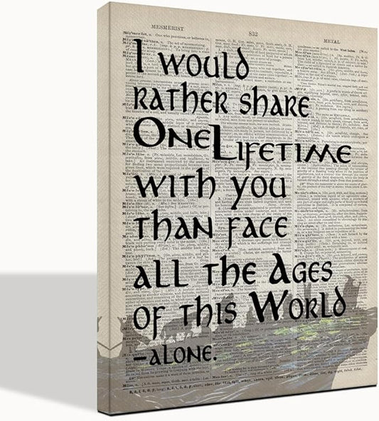 LOTR Gifts, Framed LOTR Poster, Gift for LOTR Decor, I Would Rather Share One Lifetime - Arwen, LOTR Merch, LOTR Birthday Decor, Lord of the Rings Poster, LOTR Canvas Wall Art Decor 6x8 inch