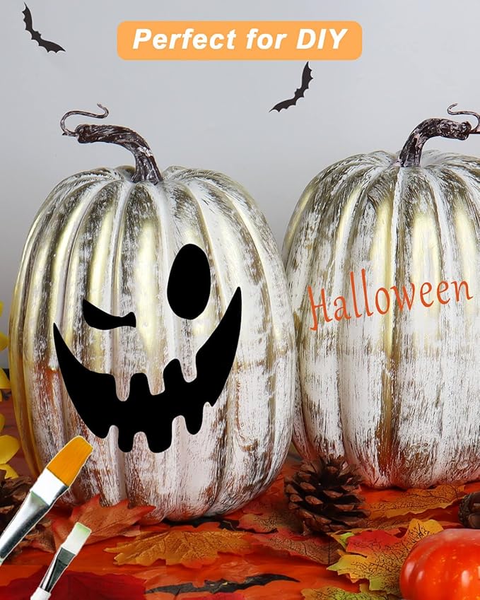 vensovo 2PCS 8 Inch Gold Plastic Pumpkins for Decorating–Large Artificial Foam Pumpkins for Fall Decor, Halloween, Thanksgiving, Paintable for DIY Crafts & Centerpieces