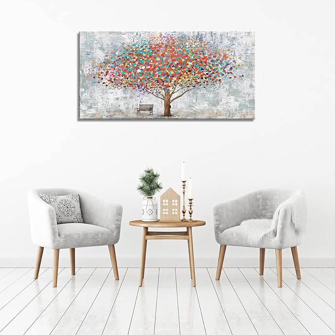 DZL Art H71162 Tree Wall Art Canvas Prints Wall Art Abstract Colorful Tree Painting Landscape Modern Artwork for Living Room Bedroom Office Home Wall Decoration Decor
