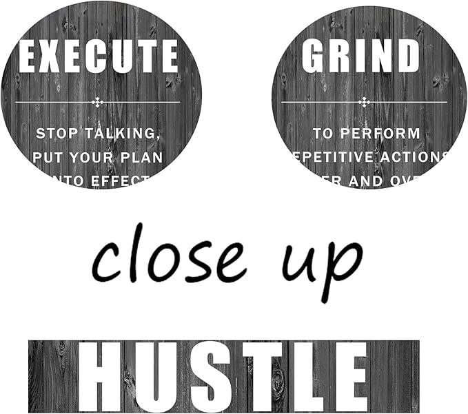 Inspirational Poster Execute Grind Hustle Motivational Wall Art 3 Pieces Canvas Prints Artwork for Living Room Modern Home Decor Painting Pictures Stretched and Framed Ready to Hang [36''Wx 16''H]