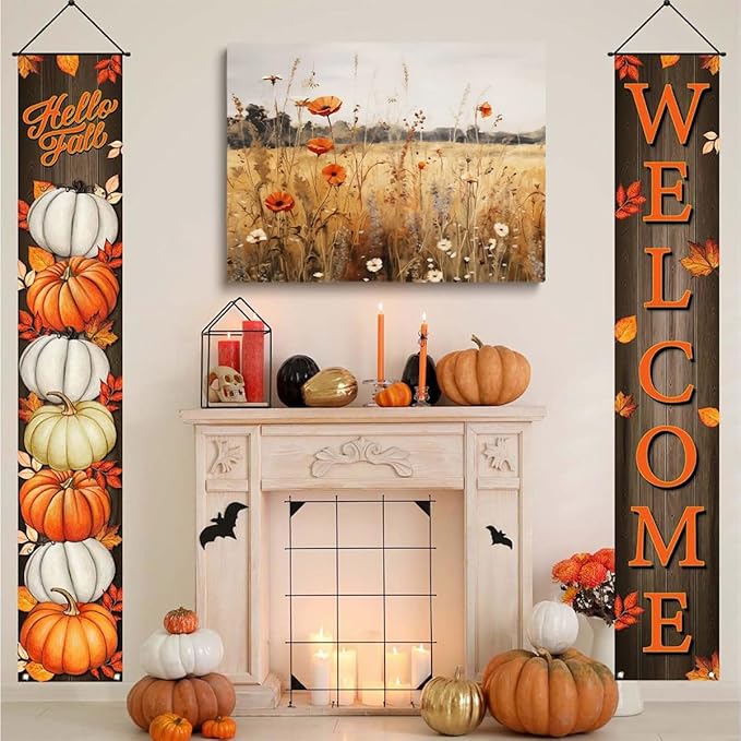 Framed Fall Wildflowers Wall Art Autumn Flowers Wall Decor Wildflower Canvas Print posters Autumn Aesthetic Decor 12x16"framed