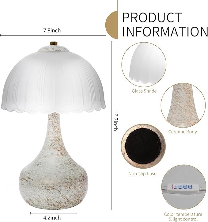 Mushroom Lamp Table Lamp for Bedroom,Desk Bedside Small Lamps for Living Room Night Stands,Mushroom Decor Modern Vintage Mid Century Lamps Home Living Room Decor