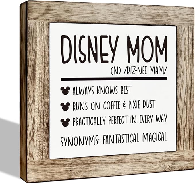 Farmhouse Wooden Mom Definition Plaque Sign, Tabletop Decor for Home, Freestanding or Desktop Display