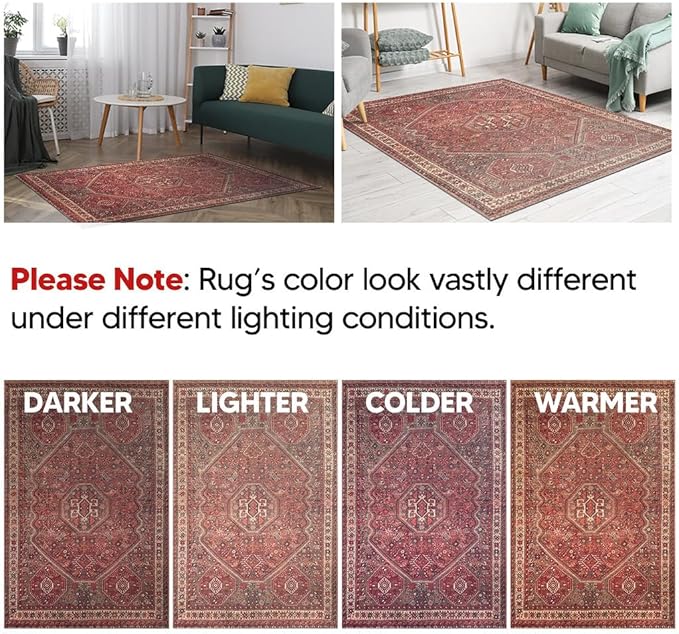 Keen Home Design 3x5 Rug - Machine Washable Entry Rug with Non-Slip Backing, Ideal for Enteryway, Kitchen, Bathroom, Laundry Room - Vintage, Easy Clean, Durable, Low Pile Rug - (3' x 5')