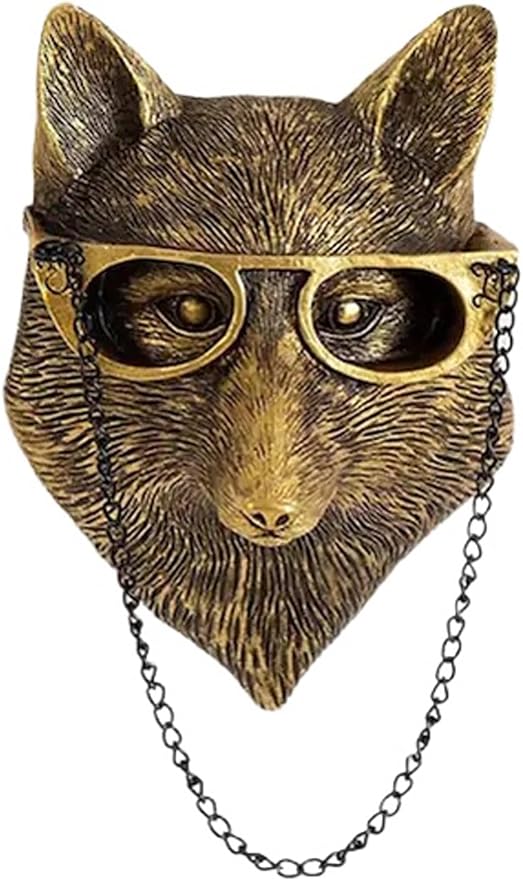 UITWMKTG Gold Animal Head Wall Decor Wall Sculpture Home Decor Statue for Living Room Office Bedroom Modern Decor for Men Women Fox