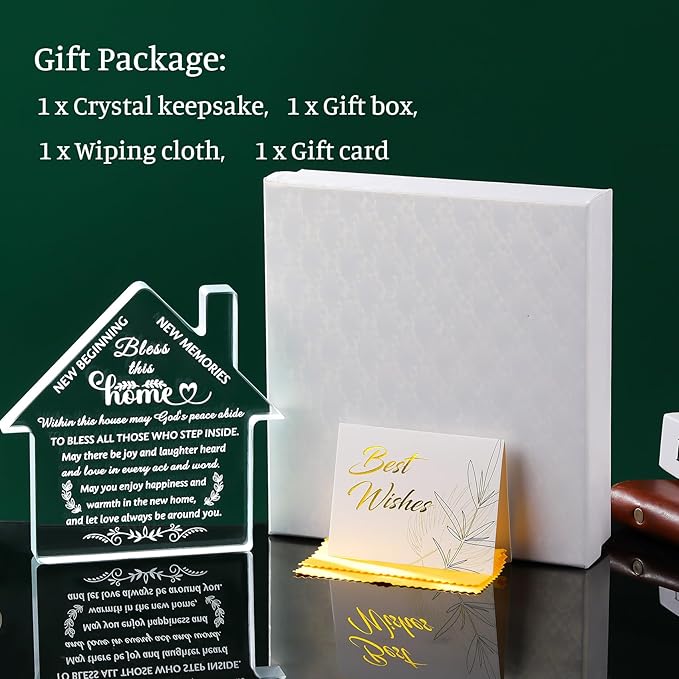 Movdyka House Warming Gifts New Home Crystal Keepsake Decor, Housewarming Gifts for New House for Women Men Couples Friends, First Home New Homeowner Apartment Gift Ideas Ornament