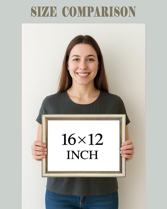 EAFPG Textured Gel Finish Gold Framed Vintage Wall Art for Bathroom, Autumn Landscape Canvas Prints for Living Room, Bedroom & Kitchen, Aesthetic Paintings for Office, Rustic Wall Decor, 12"x16"