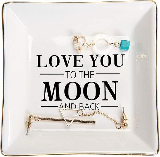 HOME SMILE Ceramic Ring Dish Jewelry Tray for Mom Sister Friends