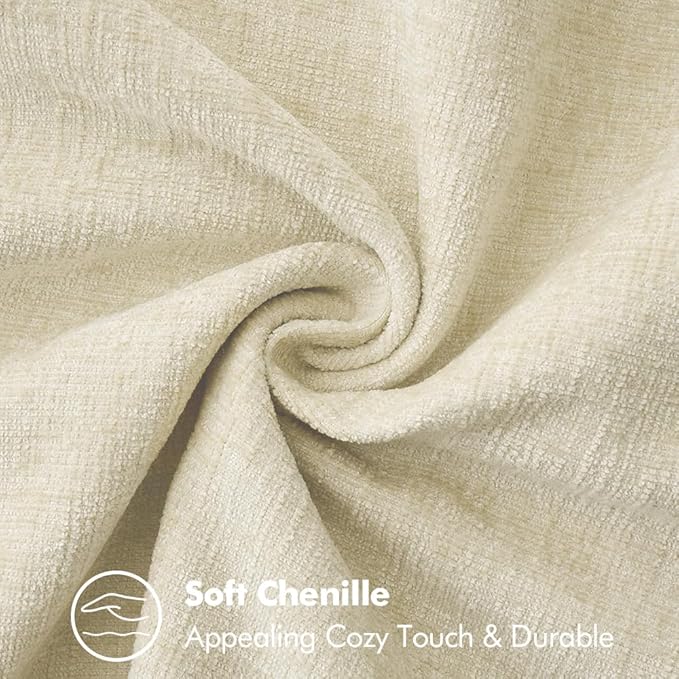 MIULEE Pack of 2 Christmas Pillow Covers 12x20 Inch Cream White Farmhouse Decorative Throw Pillow Covers with Stitched Edge Soft Chenille Solid Dyed Couch Pillow Covers for Sofa Bed Living Room