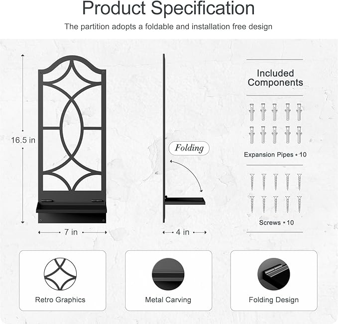 Candle Wall Sconces Set of 2, Black Metal Wall Art Decor for Living Room, Dining Room, Bedroom, Bathroom (16.5 x 7 in)