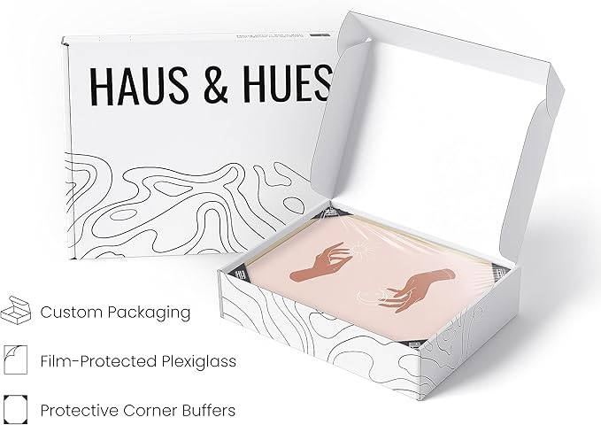 HAUS AND HUES Sun and Moon Astrology Posters - Spiritual Wall Art and Celestial Hands Top and Bottom Astrology Room Decor Posters Spiritual Boho Prints Wall Art and Prints (Beige Frame, 24x36)