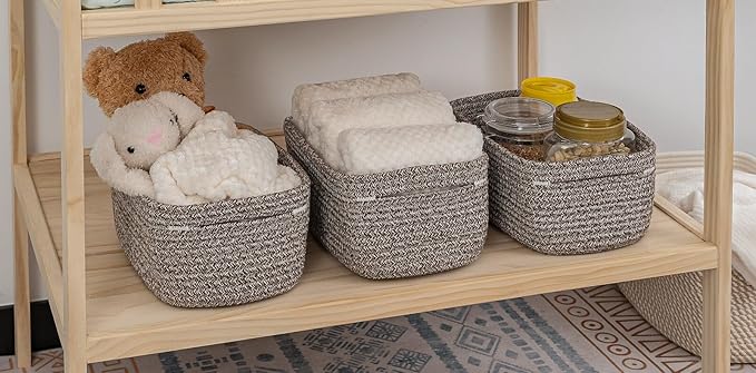 CubesLand Woven Basket for Organizing/Storage,Cube Shelf Closet Storage Baskets Bins,Long-lasting &Skin-friendly Toy Storage Basket,Stylish Room Decor Basket,Rope Basket,Mixed Brown Basket for Shelves