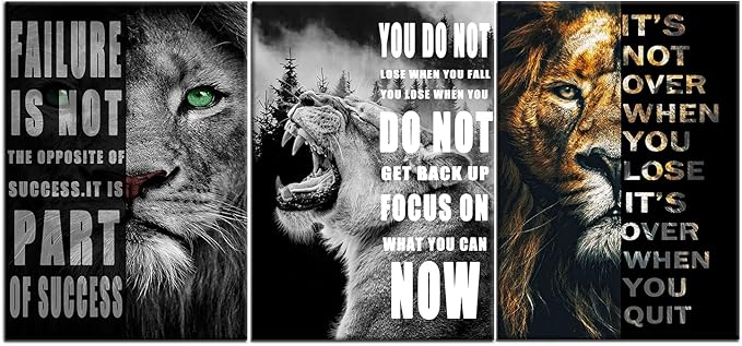Inspirational Wall Art for Motivational Office Quotes Theme Wall Decor for Animal Leopard Canvas Prints Framed Wall Art for Bathrooms Motivational Modern Home Decor Framed and Stretched [60''Wx 28''H]