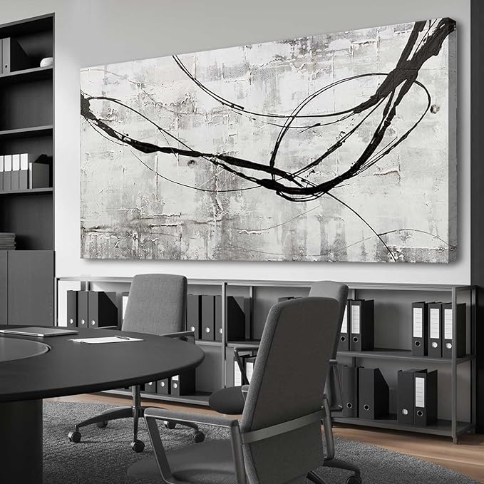 XIANSHOU Large Living Room Wall Decor Abstract Canvas Wall Art Black Wall Decor Contemporary Dining Room Pictures Office Home Decorations 29"x 58" Hallway Decor