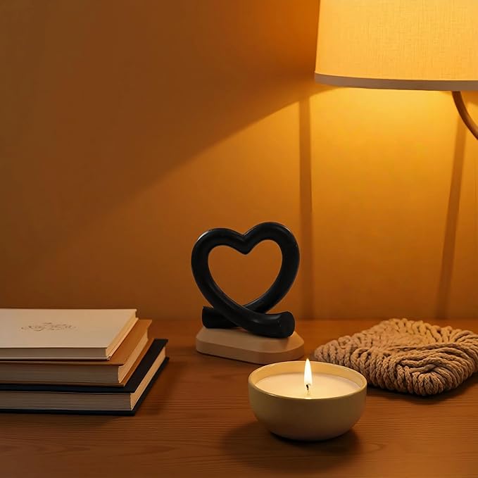 Black Heart Sculpture – Modern Love Ornament, Unique Couple or Gothic Romantic Decor for Home or Office