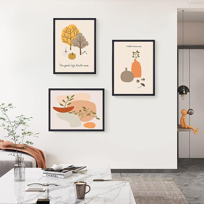 Fun Memories Black 12x16 Picture Frames, Solid Oak Wood Frame 12 by 16 Set of 3, Black Wood Frame with Mat & Tempered Glass, Matted to 8.5x11, Oak Wood Minimalist 12x16 Poster Frames