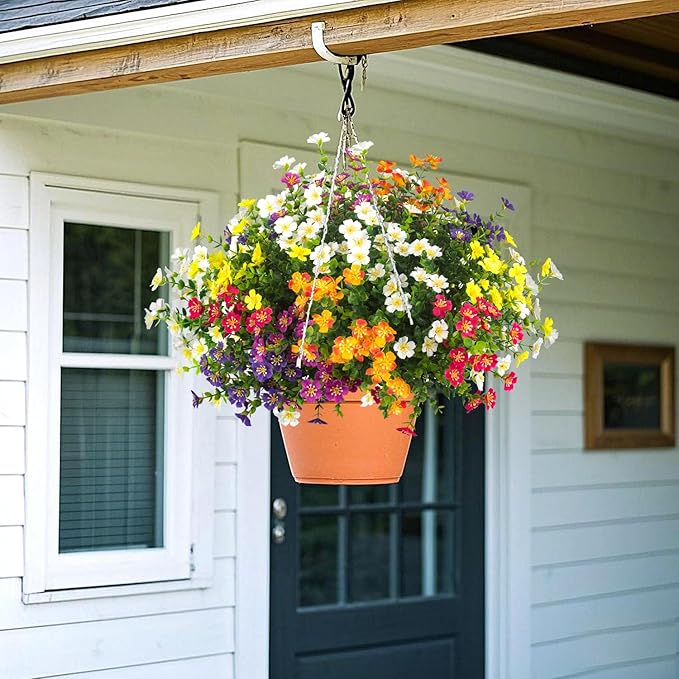 Outdoor Artificial Flowers UV Resistant & Fade Proof, 12 Pack Realistic Fake Flowers for Garden, Patio, Lawn Decor - Weatherproof Plastic Plants(Mix)