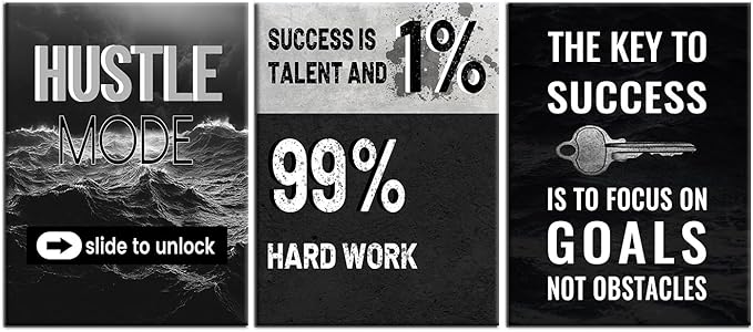 Inspirational Canvas Wall Art Framed Motivational Quotes Modern Home Decor 3 Pieces Posters Print Inspiring Painting Artwork for Bedroom Bathroom Wall Decoration Stretched and Framed [36''W x 16''H]